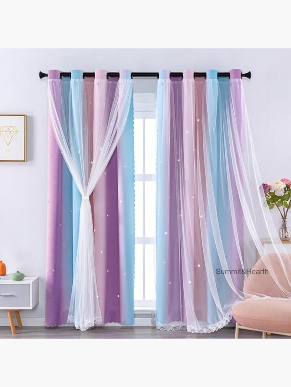 Blackout Curtains 2 Panels 34x63 Inch Grommet Top Star Pattern
